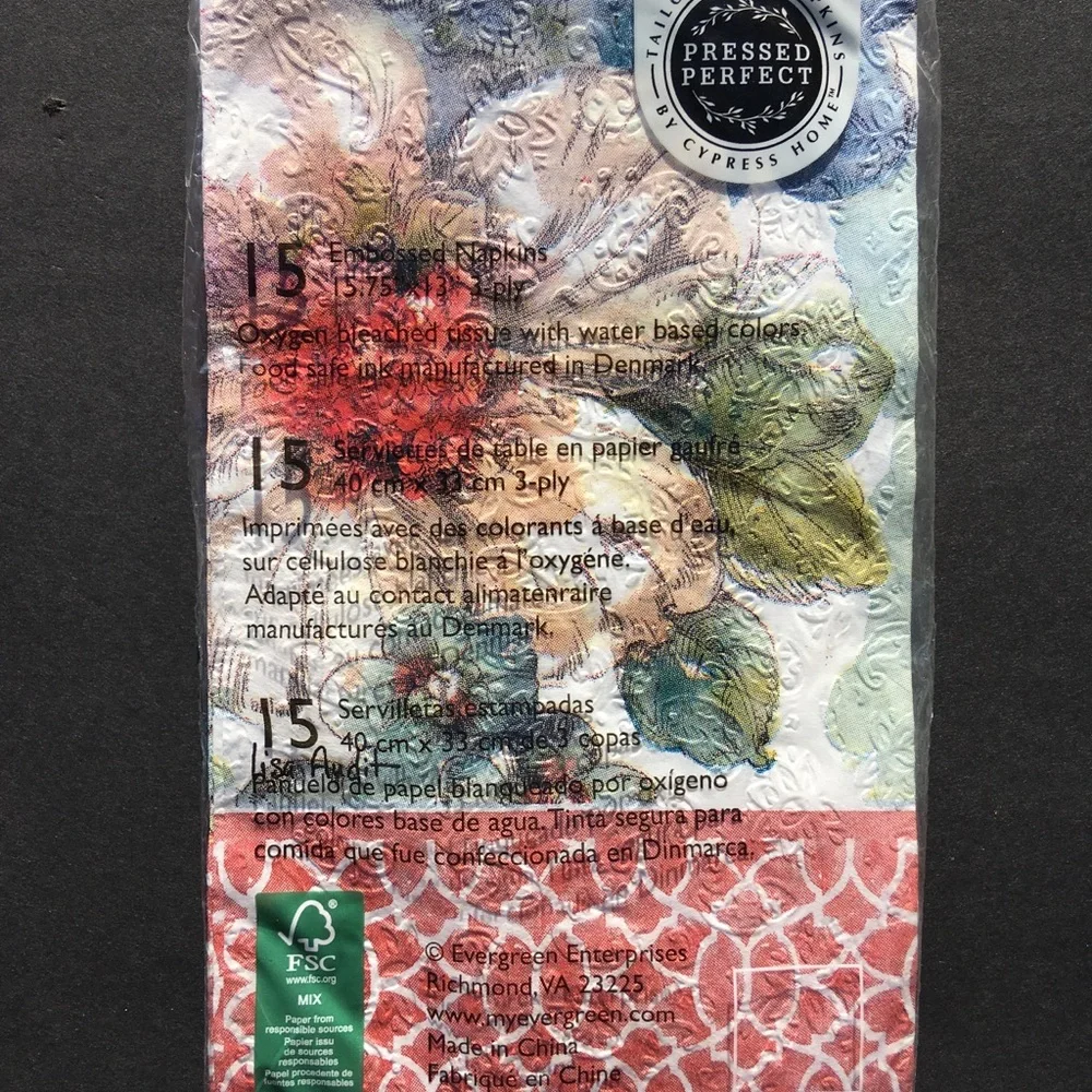 2 Packages Cypress Home Guest Napkins Paper Embossed Floral Party Crafts New